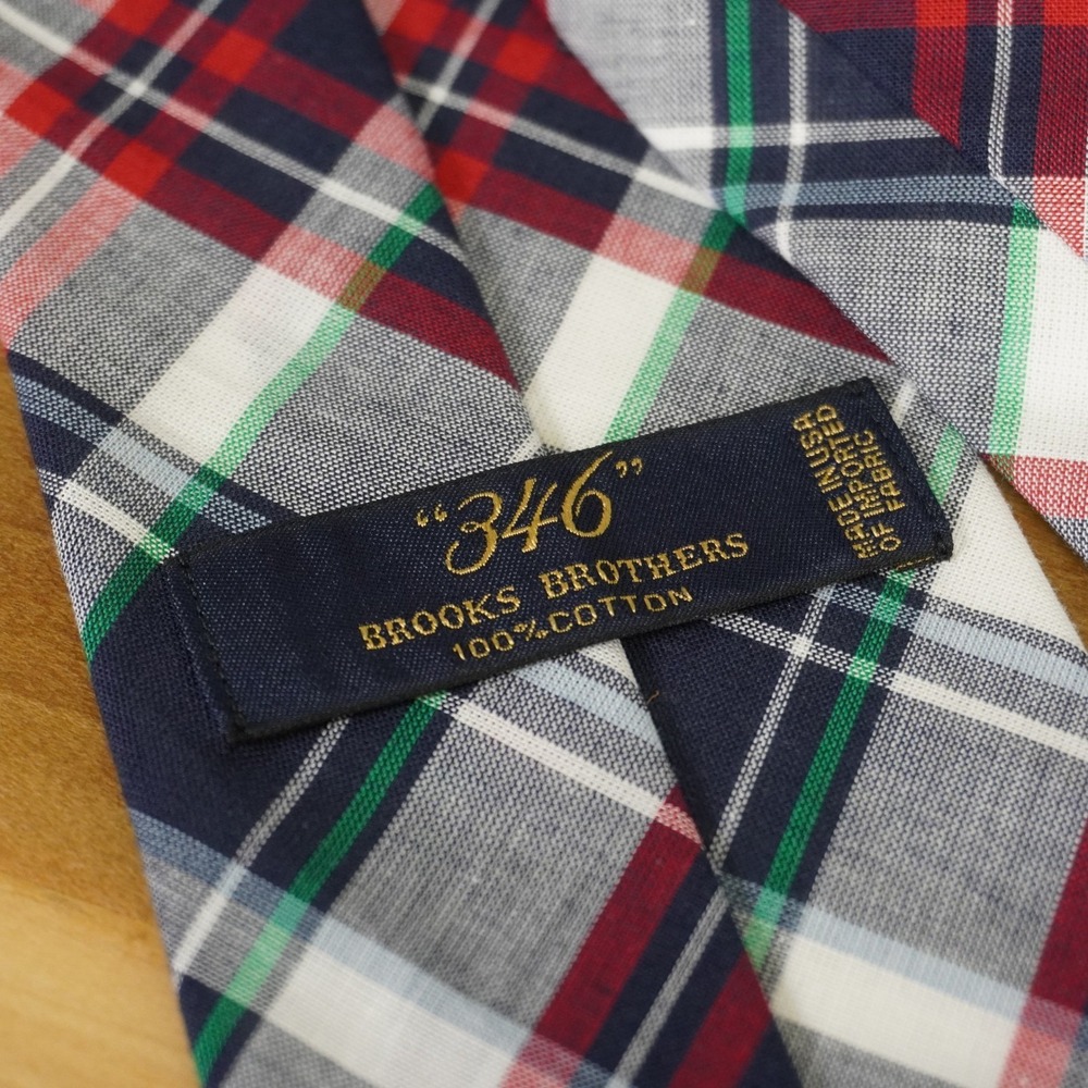 Brooks Brothers 346 Preppy Plaid Red White & Blue Cotton Tie Mens Necktie NWT - Picture 4 of 6